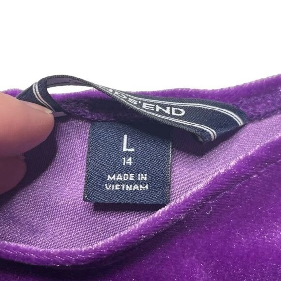 Lands End L 14 velvet dress purple - Picture 4 of 6